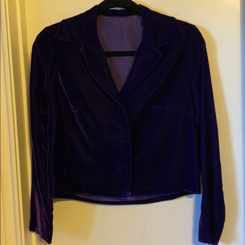 Eggplant purple, notch lapel velvet blazer